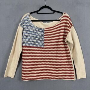 Venus Sweater Womens Medium American Flag Pullover Stars Stripes Knit Patriotic